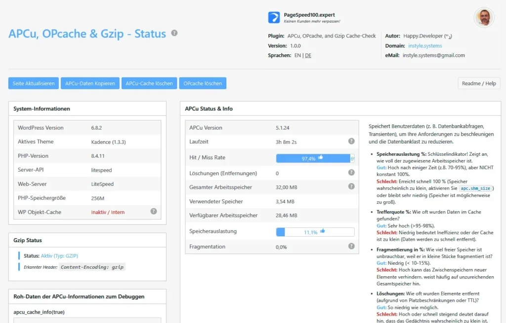 APCu, OPcache & Gzip - Status-1