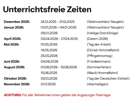 Unterrichtsfreie Zeiten